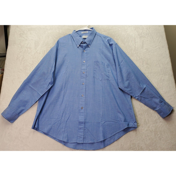 Ketch Dress Shirt Mens Size 18 Blue Cotton Long Sleeve Pocket Collar Button Down - Picture 1 of 9